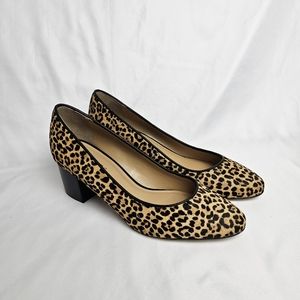 Talbots Isa Calf Hair Brown Black Leopard Leather Pumps Shoes Sz 8